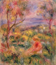 Fille et deux arbres dans un paysage, 1917